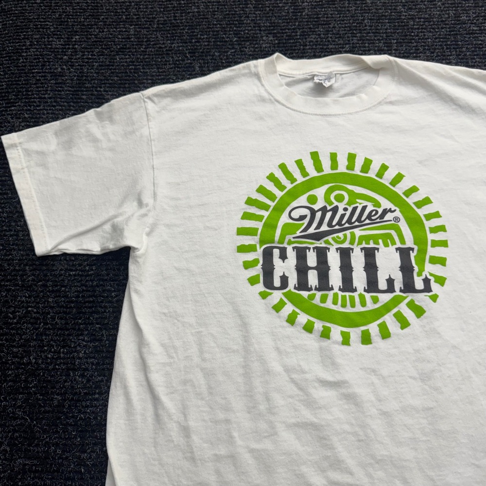 Miller Chill Beer Graphic T-Shirt White Anvil Cotton Mens XL Brewery Tee - Picture 8 of 12